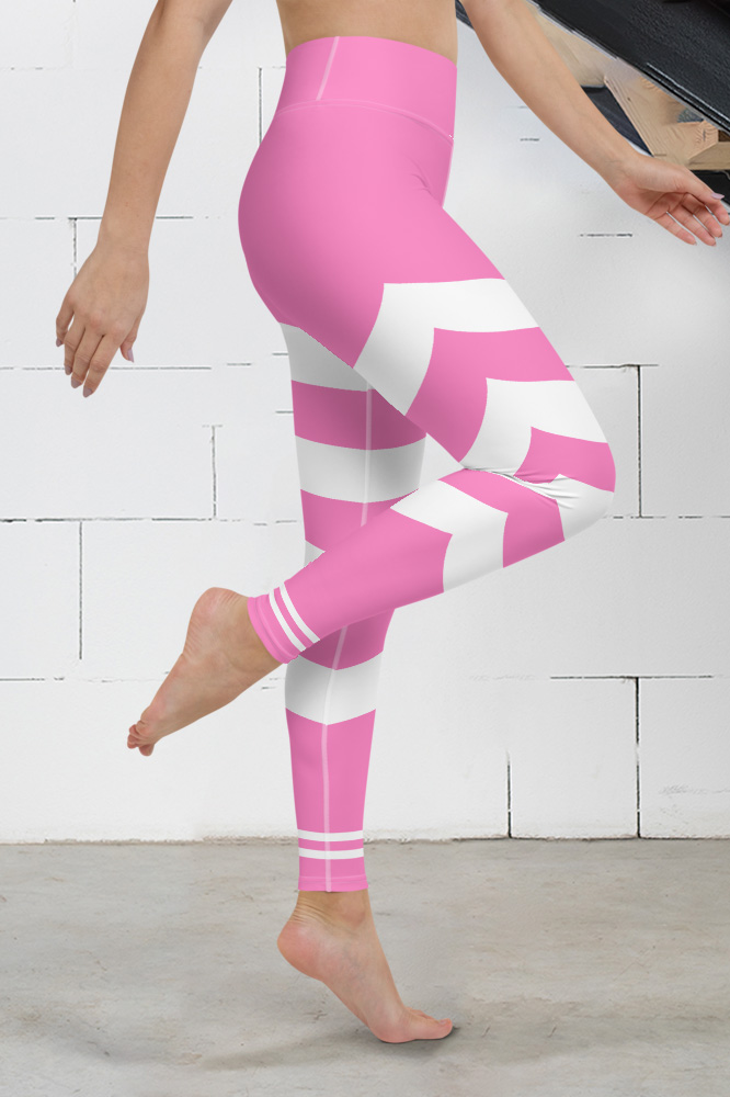 Pink Technical Leggings with Stripes