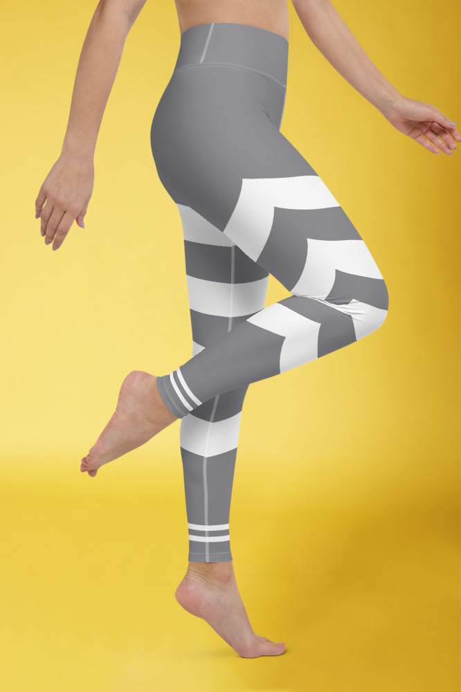 Grey Technical Leggings with Stripes