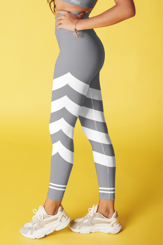 Grey Technical Leggings with Stripes Prachelle