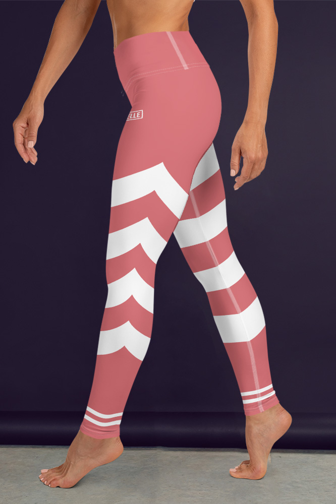 Incarnadine Pink Technical Leggings with Stripes