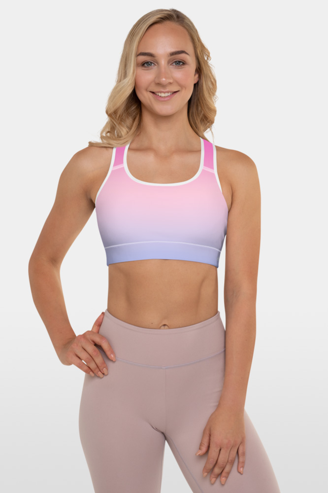 Pink Plaid Tartan Sports Bra