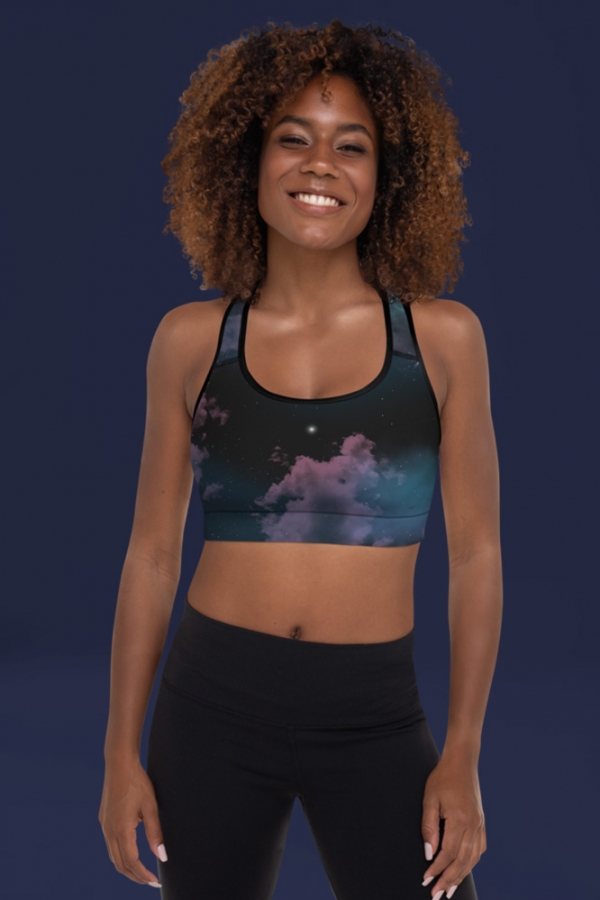 Galaxy Space Purple Stardust Print Women Sports Bra main image 0